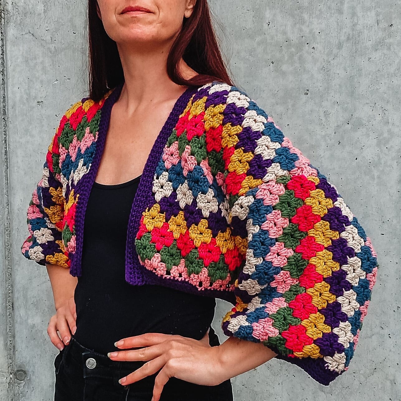 Granny Diamond Stitch Cardigan | Crochet Pattern by Loops Only