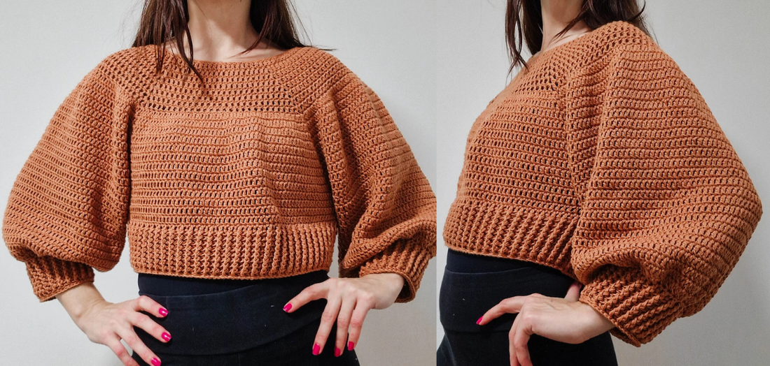 Double Crochet Crop Raglan Sweater