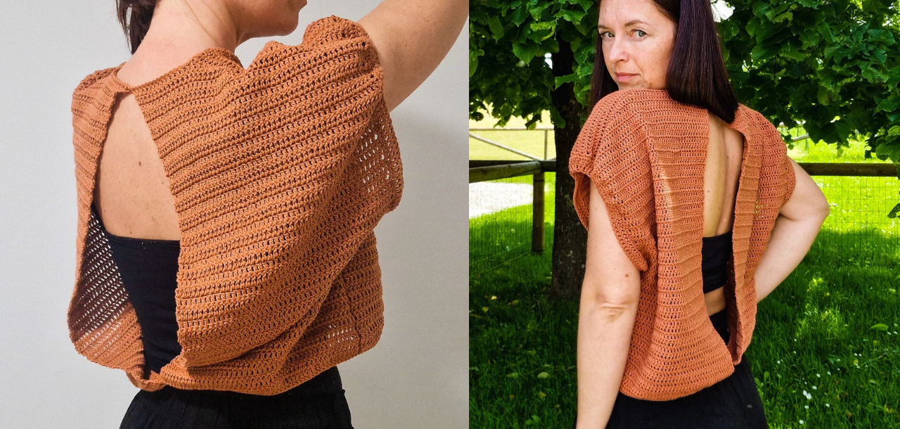 Open Back Oversized Double Crochet Top