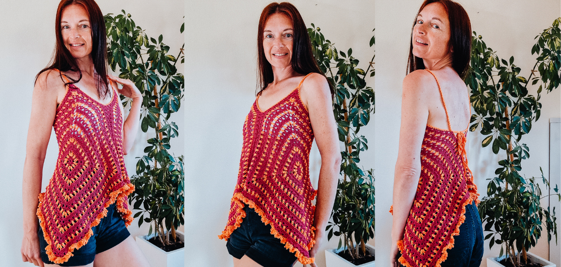 Puff Stitch Granny Square Top