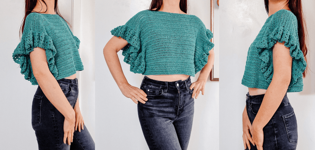 Flutter Ruffle Sleeve Crochet Top