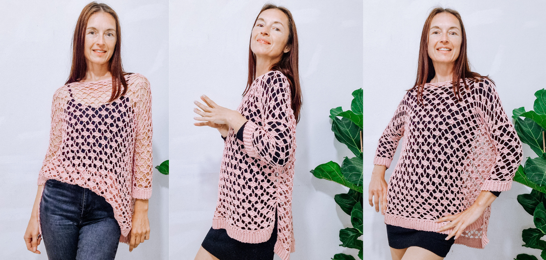 Rose Lace Easy Oversized Summer Sweater