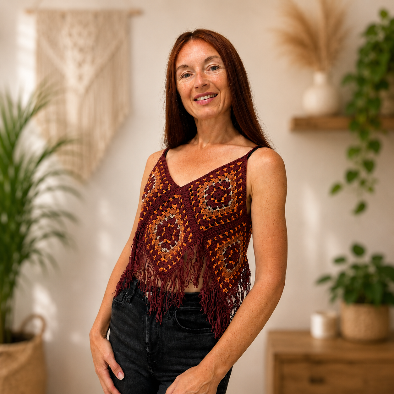Boho Granny Square Top