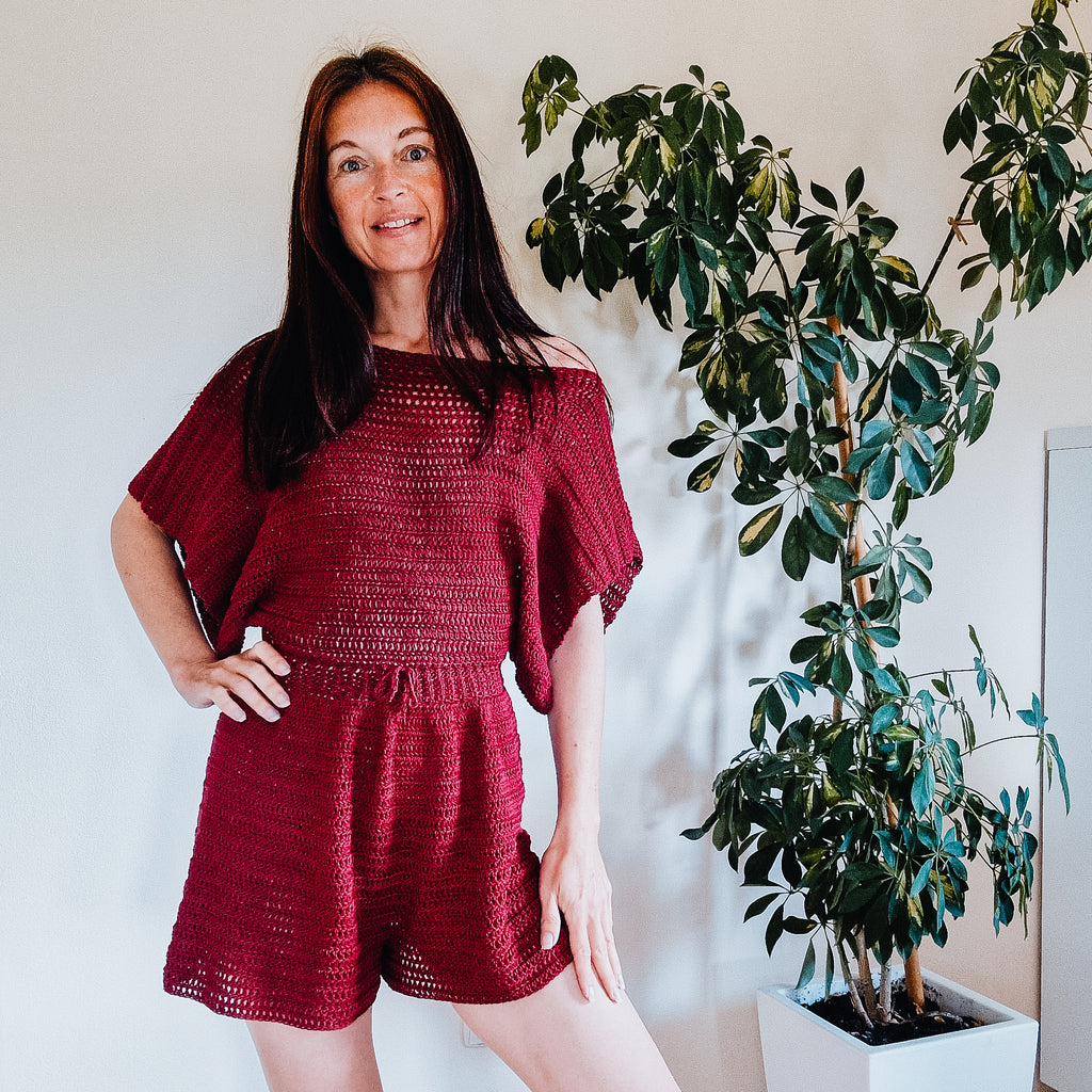 Loops Only Easy Summer Breeze Romper with shorts, lightweight and casual, shown in a relaxed fit on a hanger.