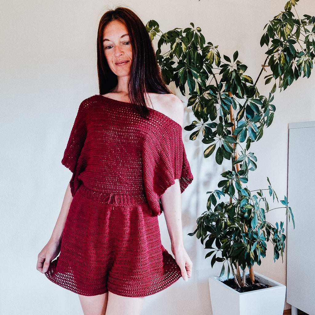 Loops Only Easy Summer Breeze Romper with shorts, lightweight and breezy fabric, shown in a casual summer outfit.