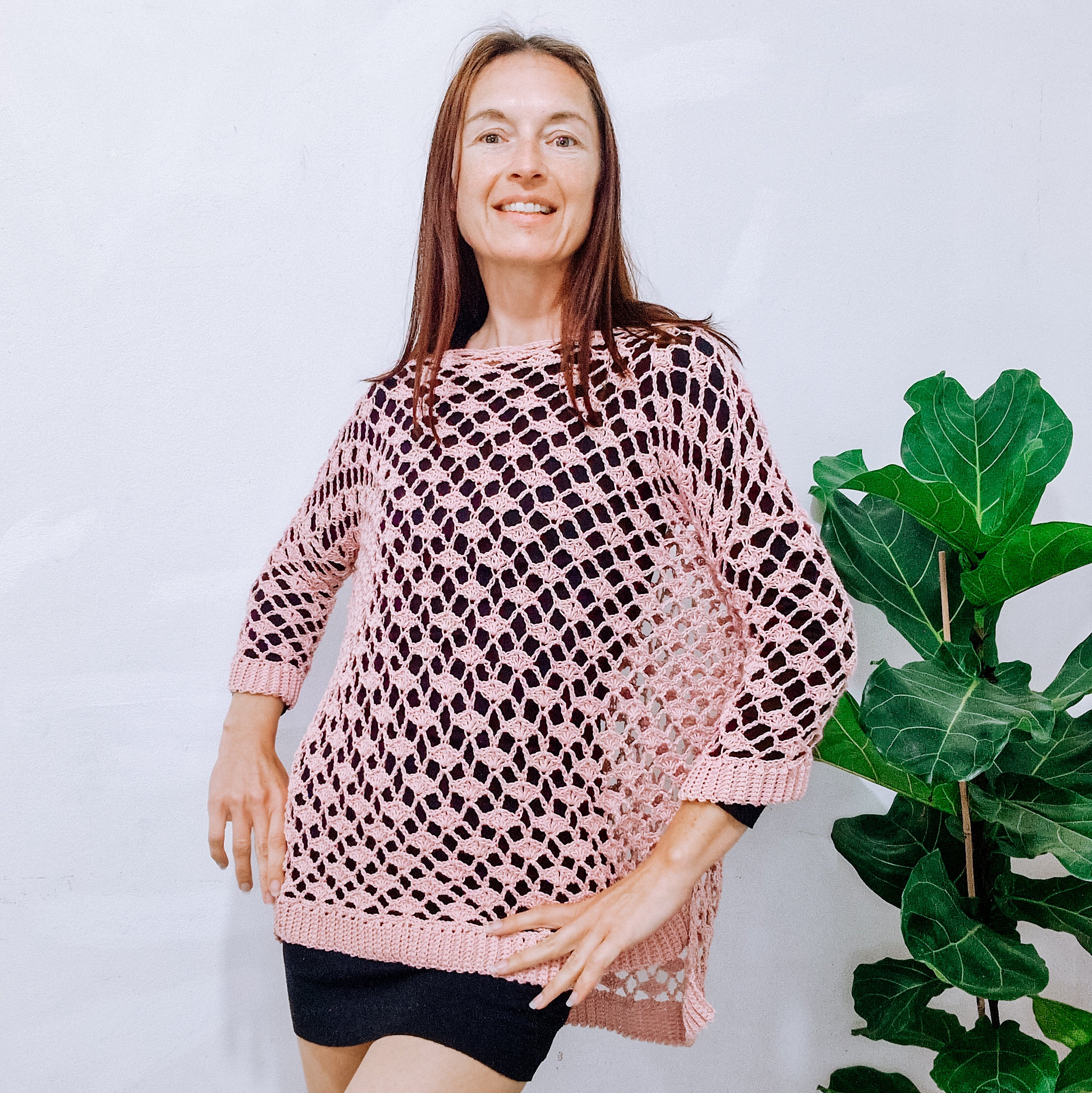 Loose fit rose lace summer sweater by Loops Only featuring oversized design and delicate lace details.