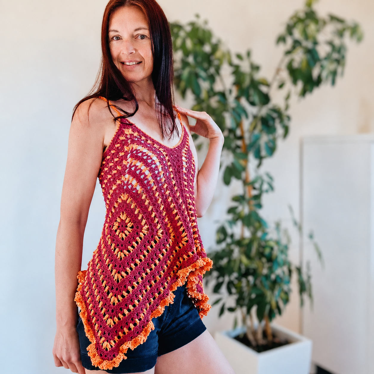 Puff Stitch Granny Square Top