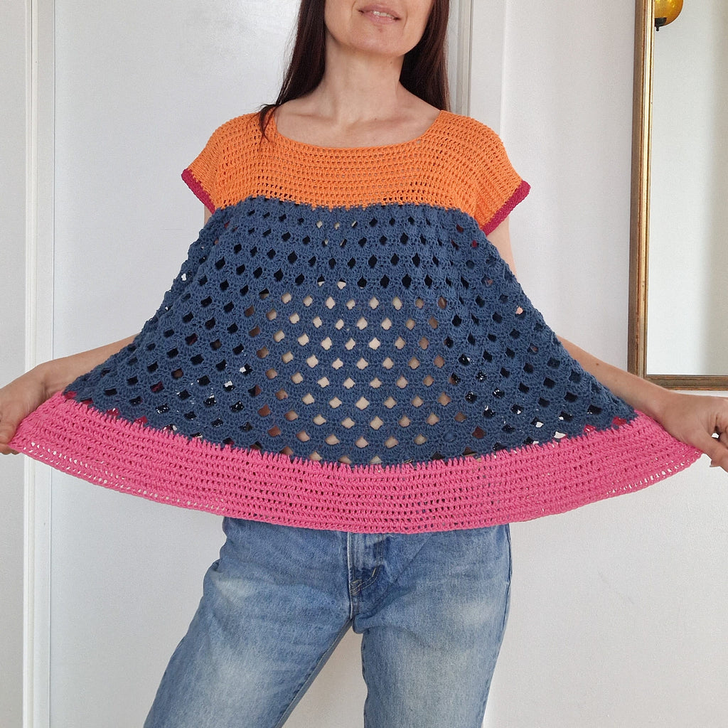 Color block top by Loops Only featuring vibrant, geometric design, perfect for casual wear and statement style.