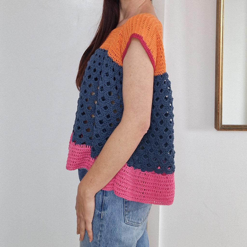Colorful Arcade Color Block Top by Loops Only featuring bold color blocking and a casual, stylish fit.