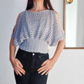 Loops Only pearl lace cold shoulder top featuring delicate lace details and a stylish cold shoulder design.