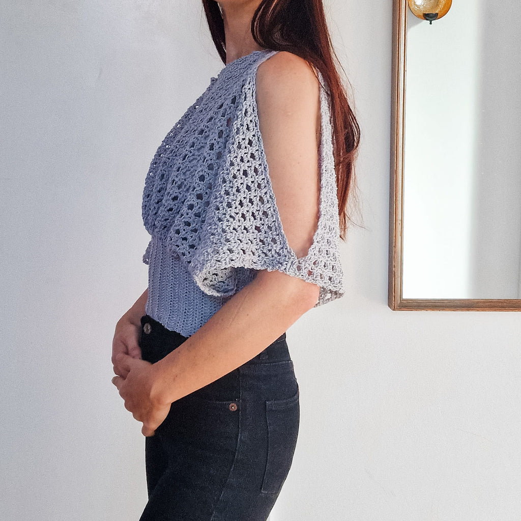 Loops Only Pearl Lace Cold Shoulder Top featuring pearl accents and lace details, stylish and elegant women's top.