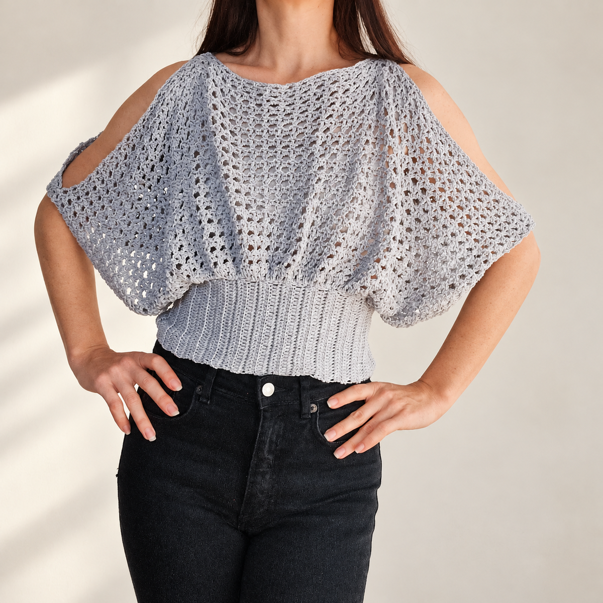Pearl Lace Cold Shoulder Top