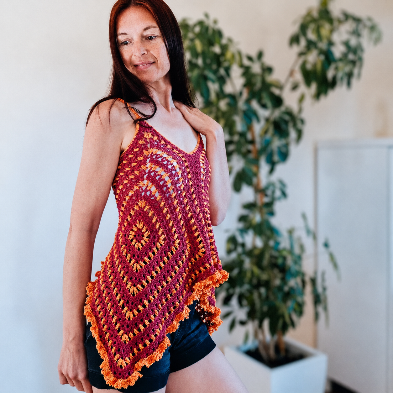 Puff Stitch Granny Square Top