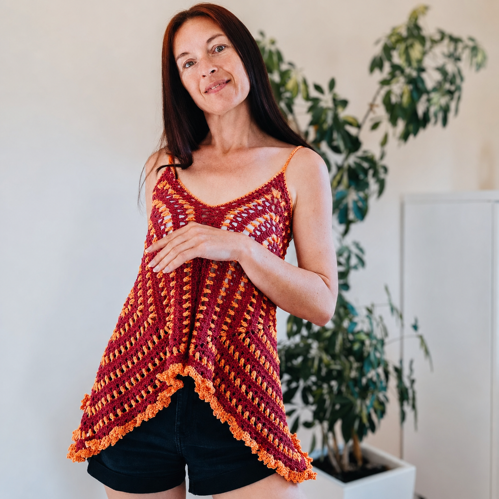 Puff Stitch Granny Square Top