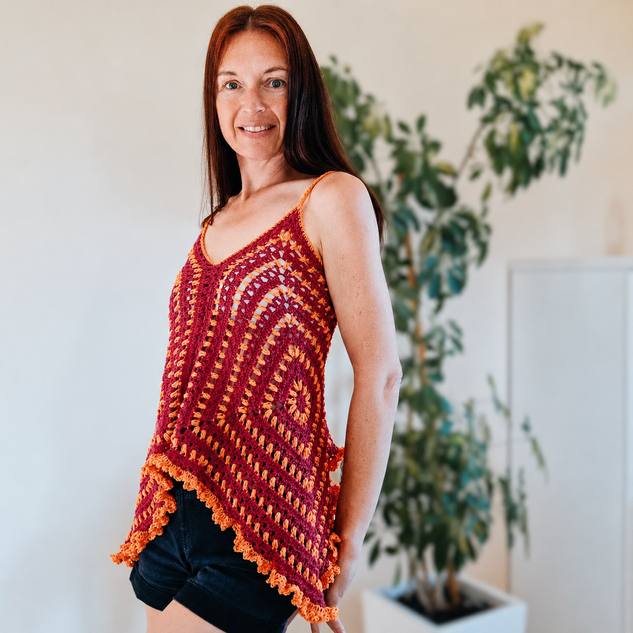 Puff Stitch Granny Square Top