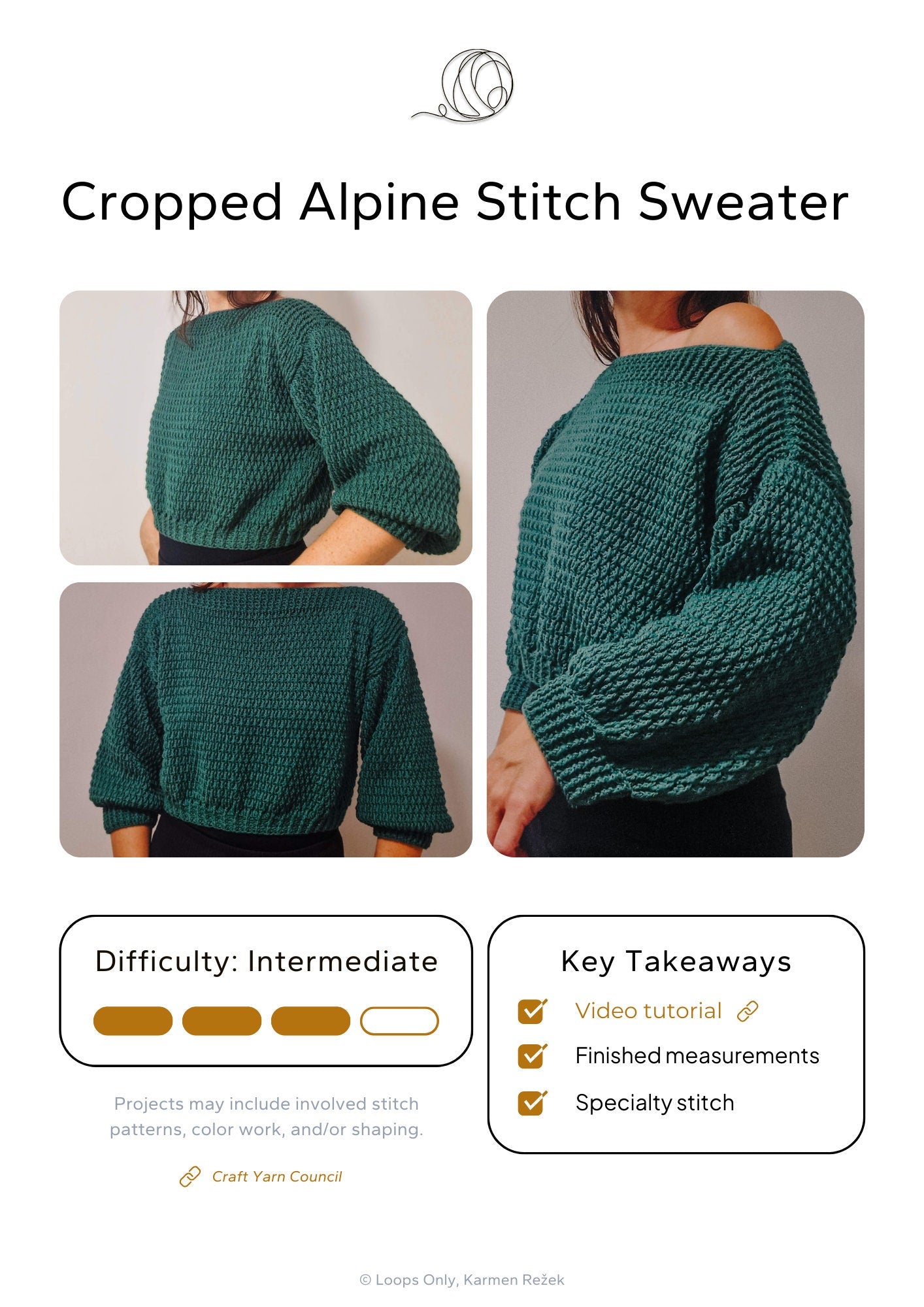 Cropped Alpine Stitch Sweater - Loops Only