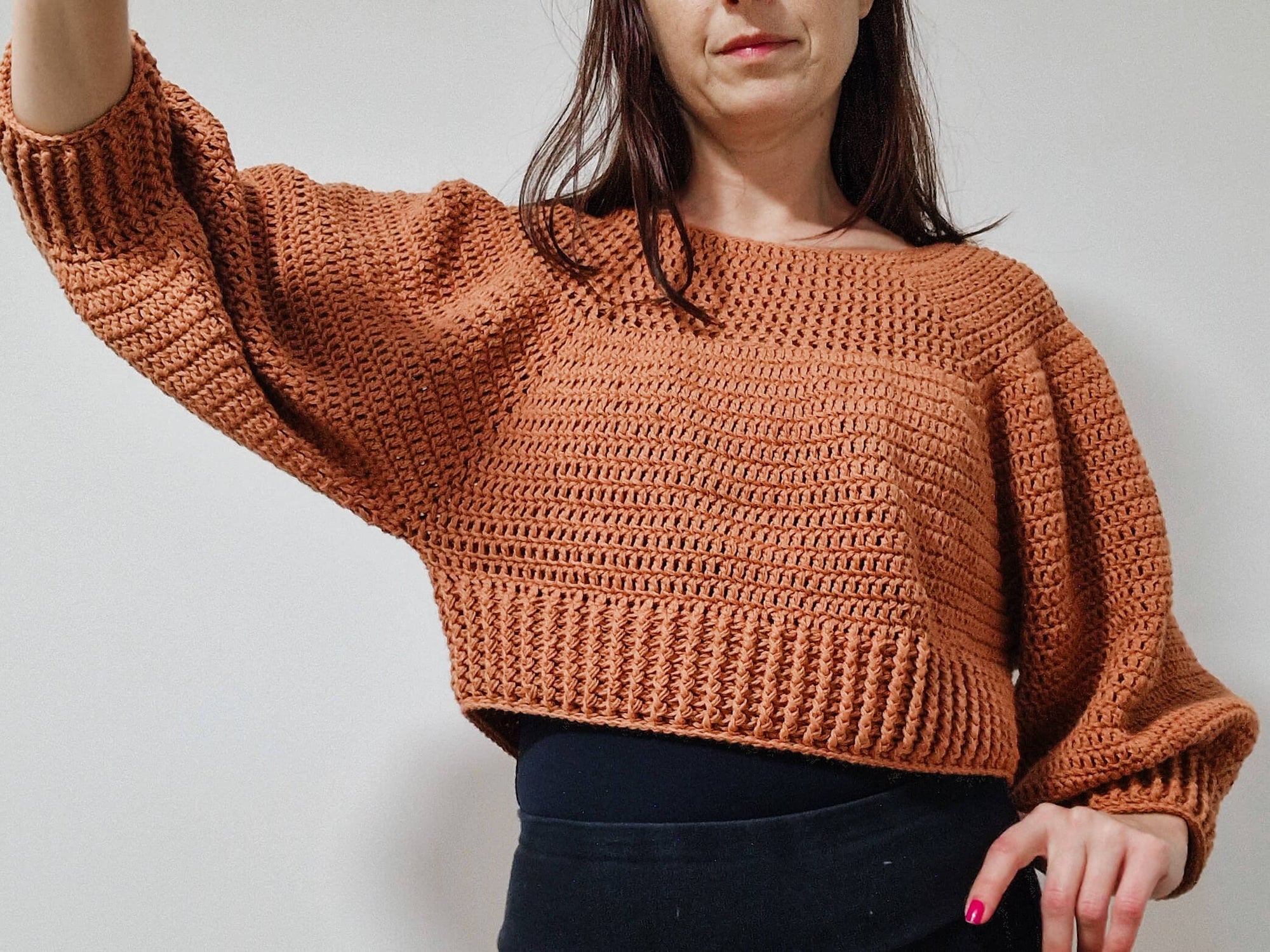Double Crochet Crop Raglan Sweater - Loops Only