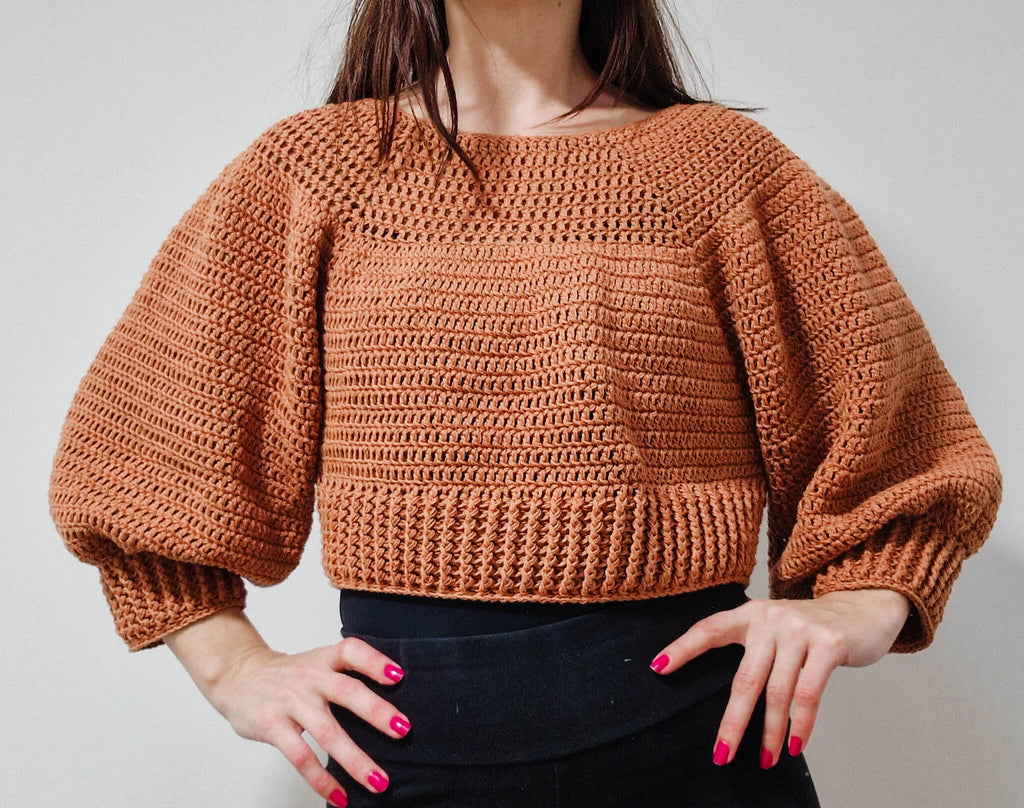 Double Crochet Crop Raglan Sweater - Loops Only