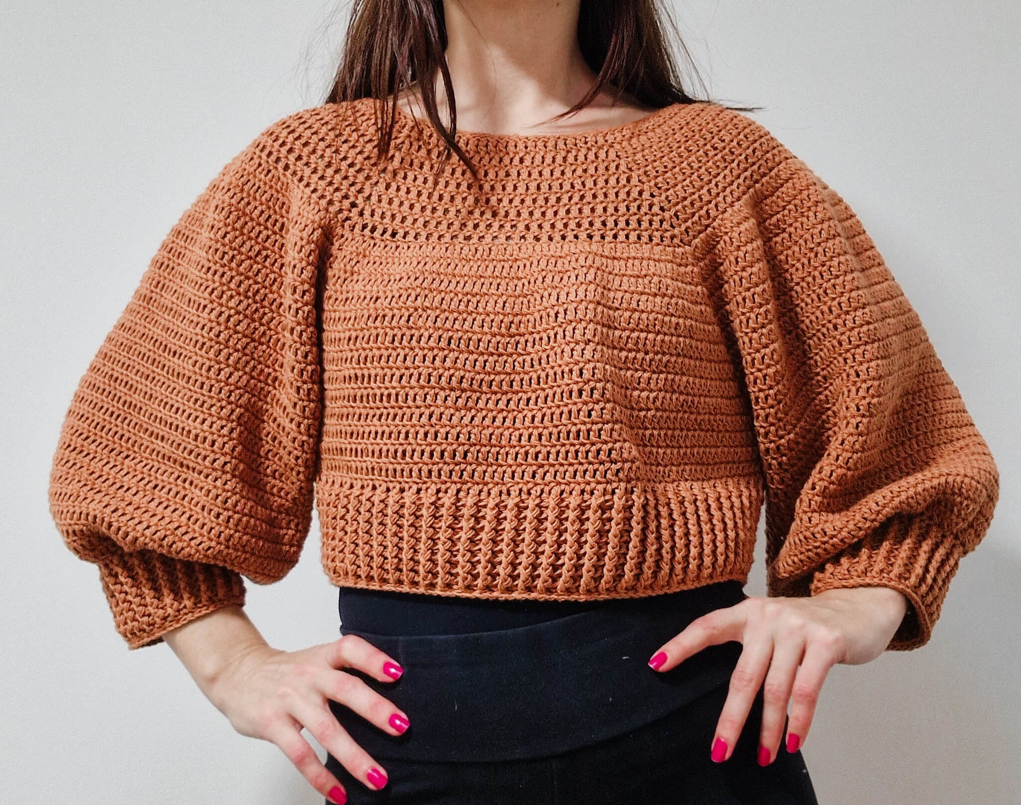 Double Crochet Crop Raglan Sweater - Loops Only
