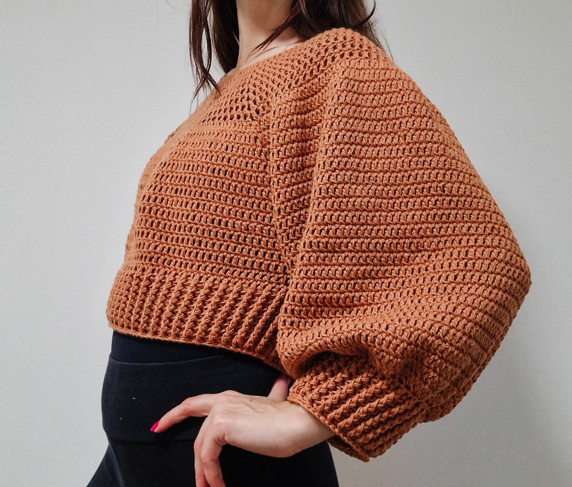 Double Crochet Crop Raglan Sweater - Loops Only