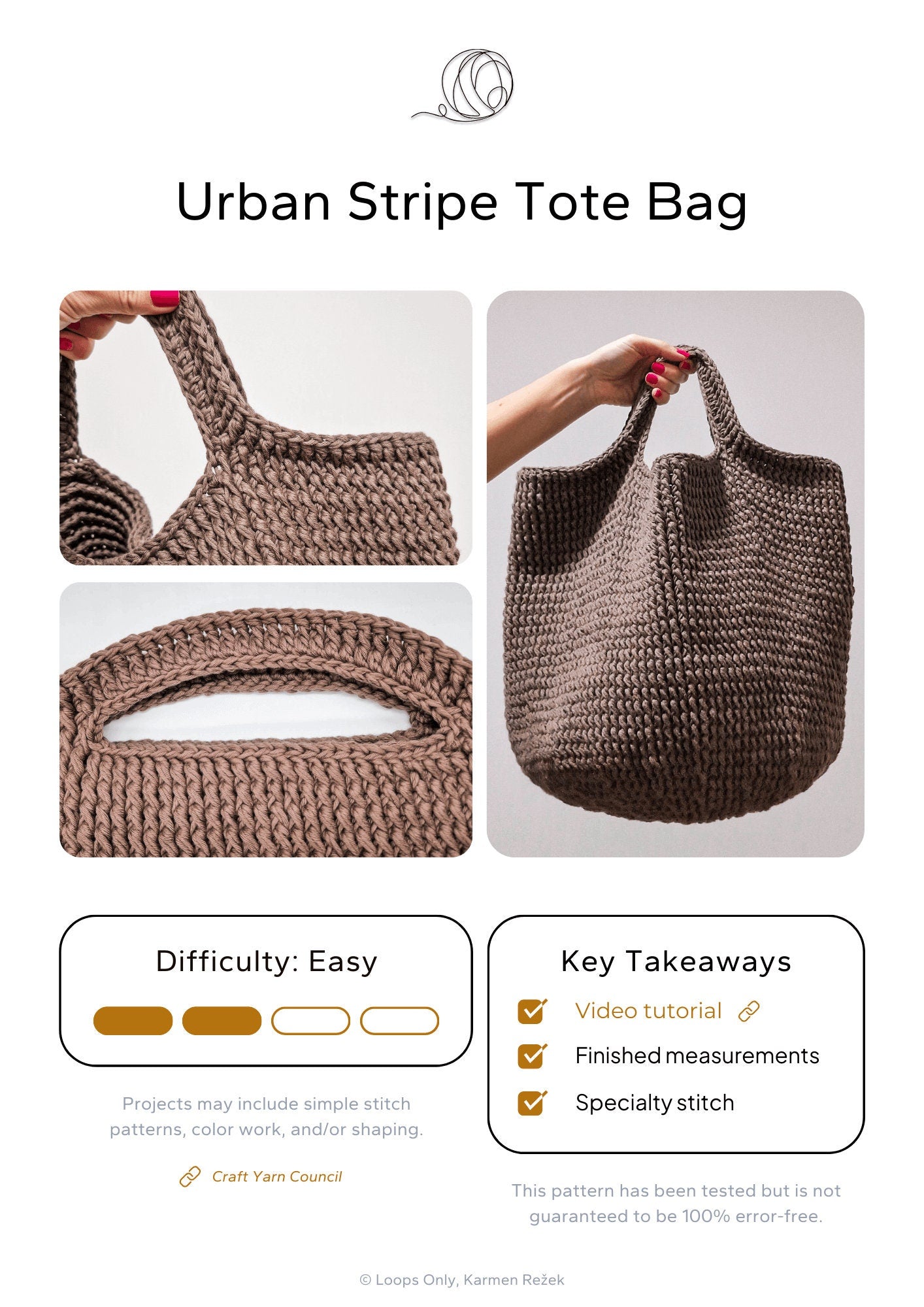 Urban Stripe Tote Bag - Loops Only