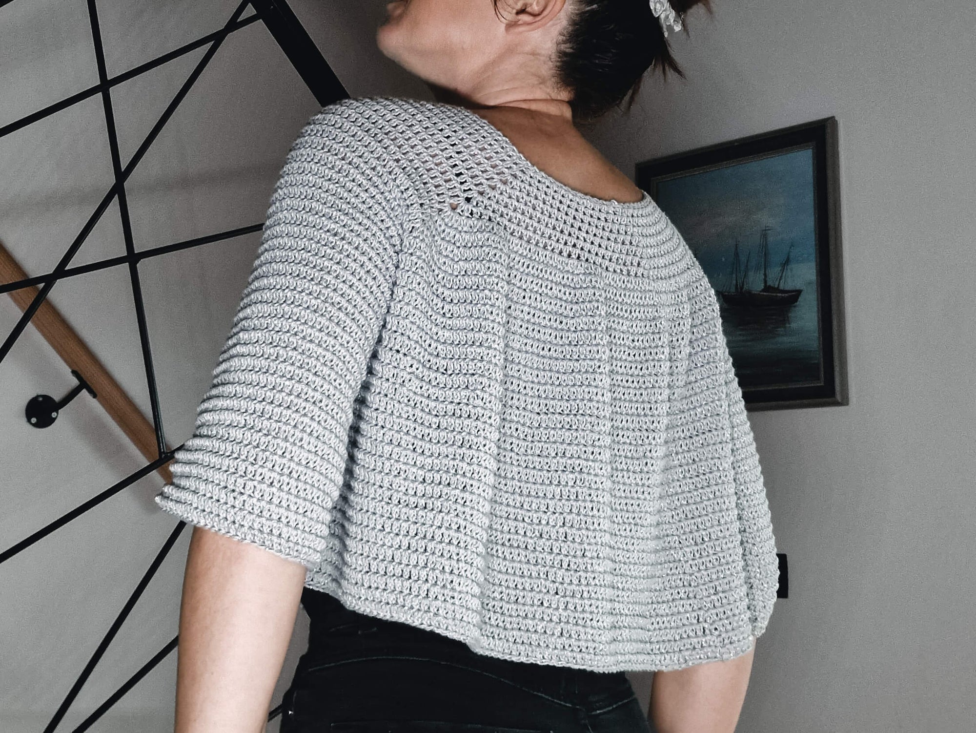 Cropped Ruffle Raglan Sweater - Loops Only