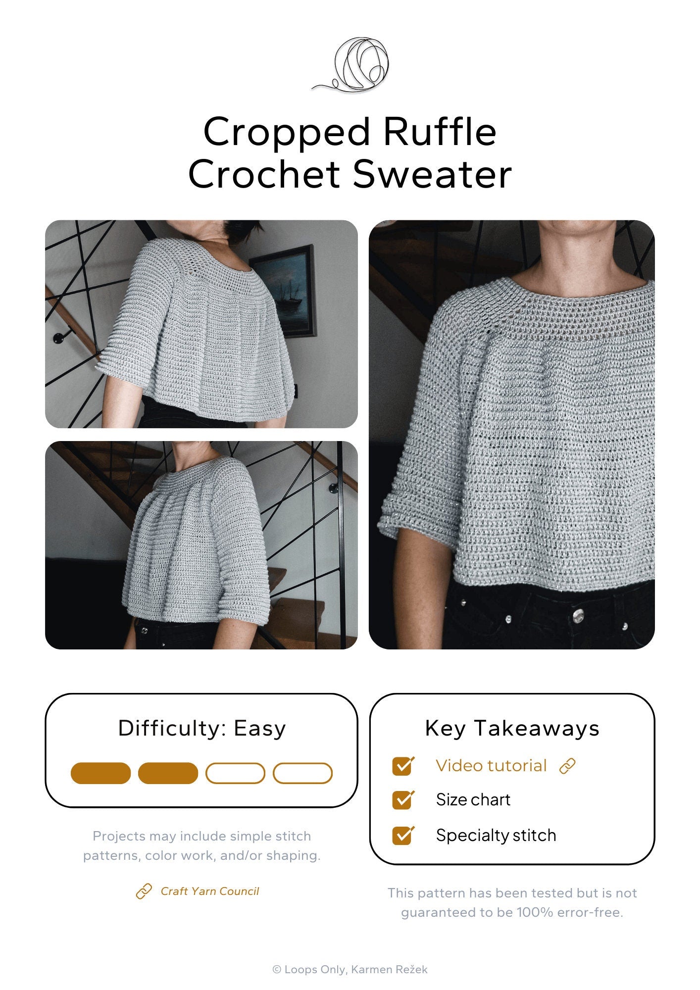 Cropped Ruffle Raglan Sweater - Loops Only
