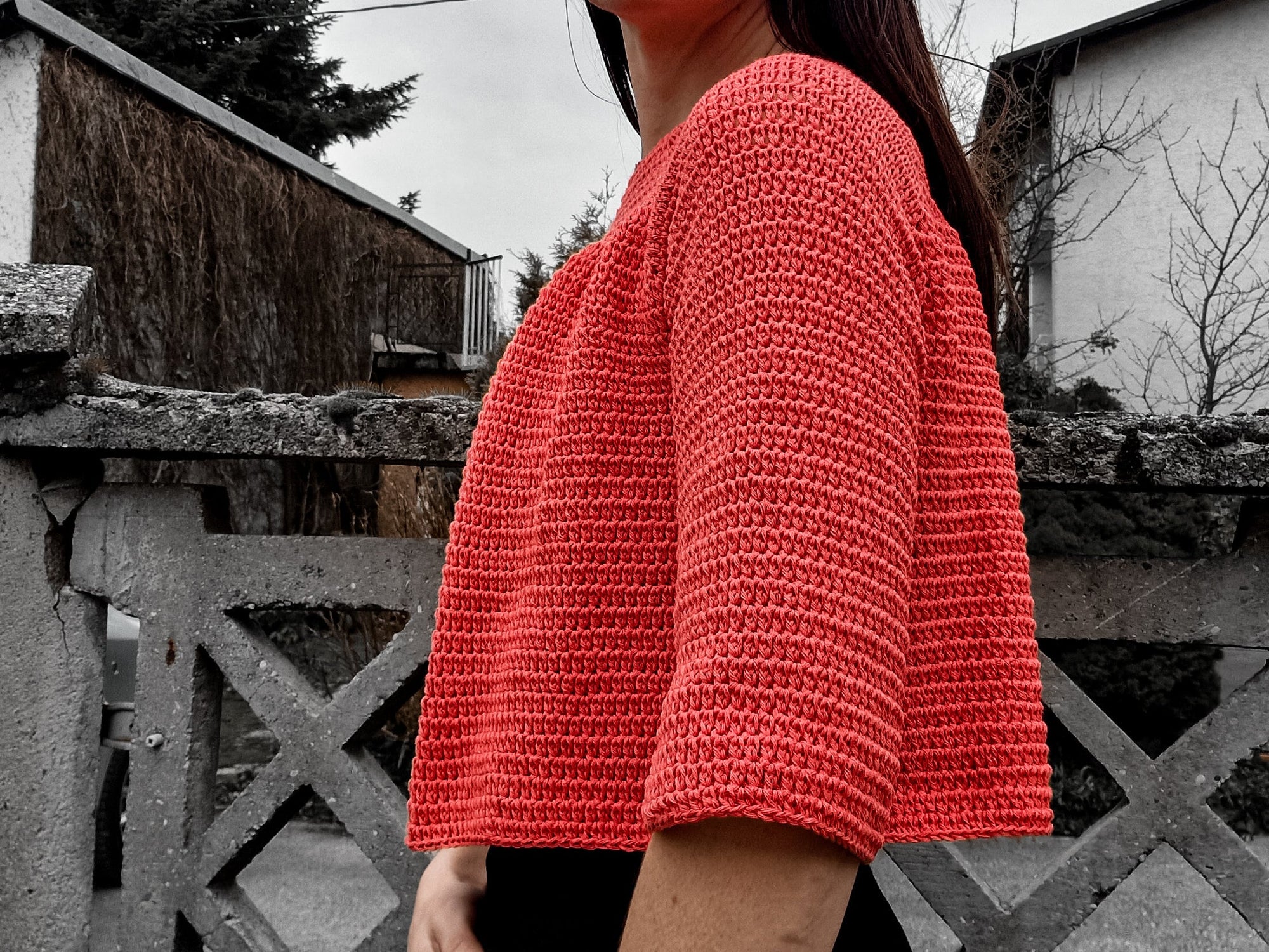 Cropped Ruffle Raglan Sweater - Loops Only