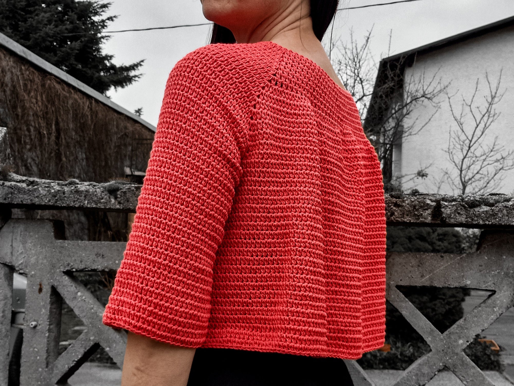 Cropped Ruffle Raglan Sweater - Loops Only