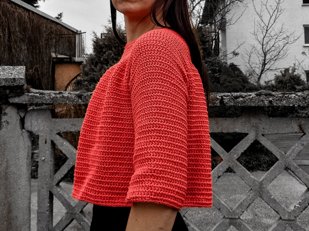 Cropped Ruffle Raglan Sweater - Loops Only