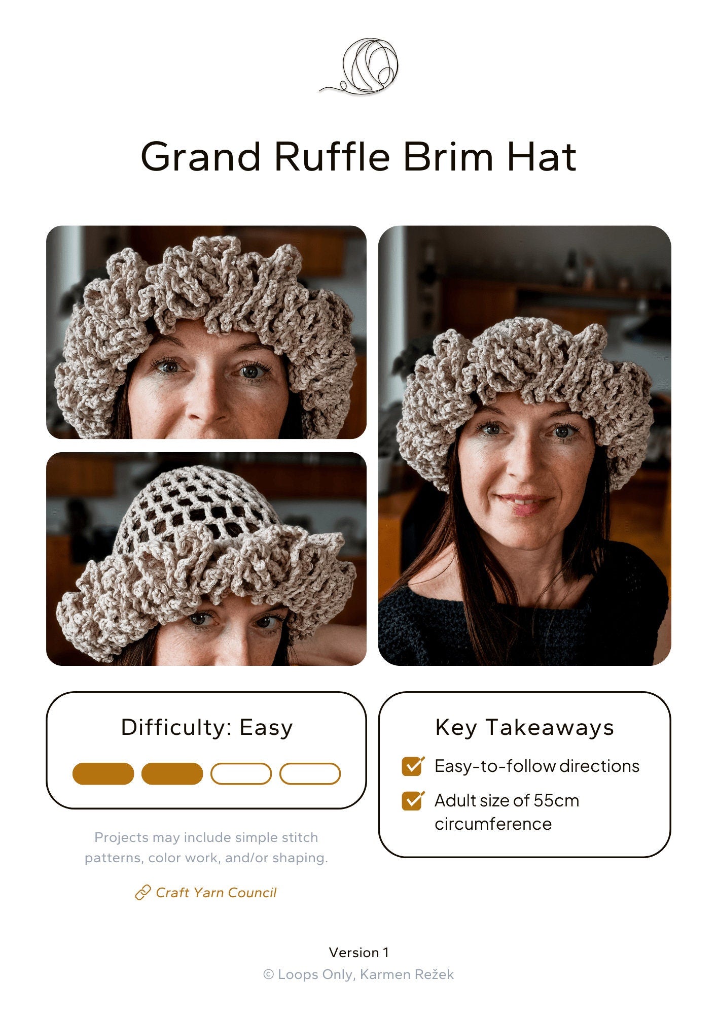 Grand Ruffle Brim Hat - Loops Only