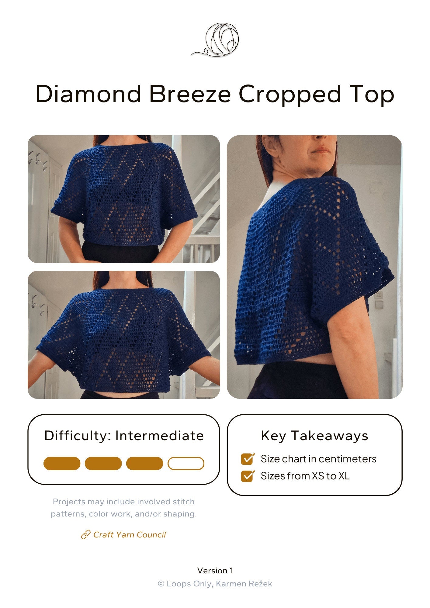 Diamond Breeze Cropped Top - Loops Only