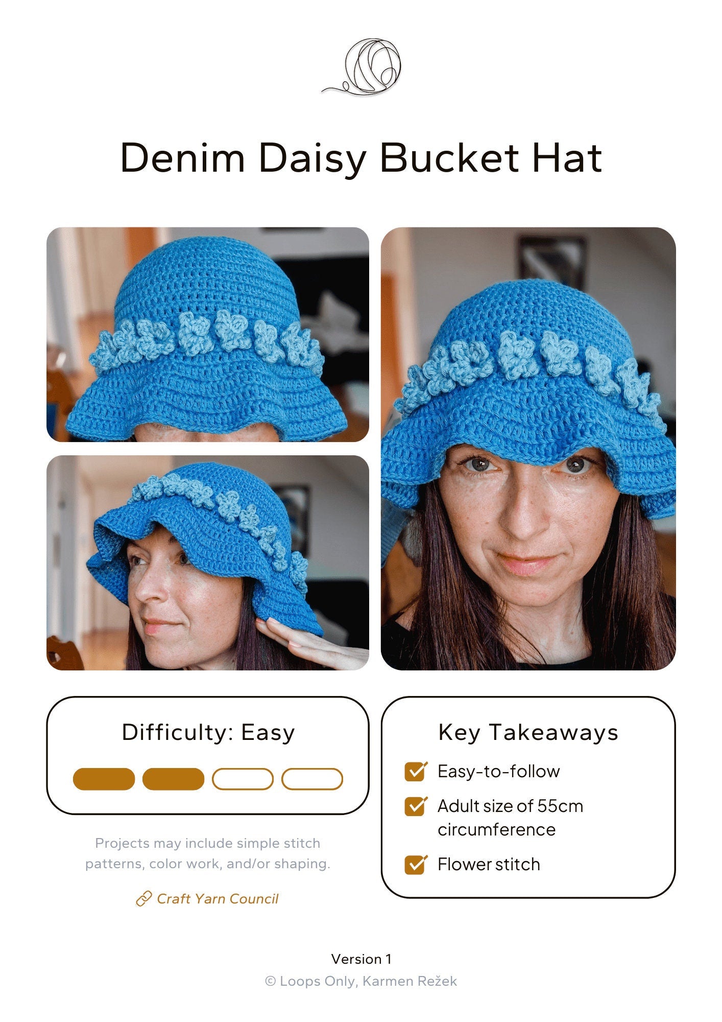 Denim Daisy Bucket Hat - Loops Only