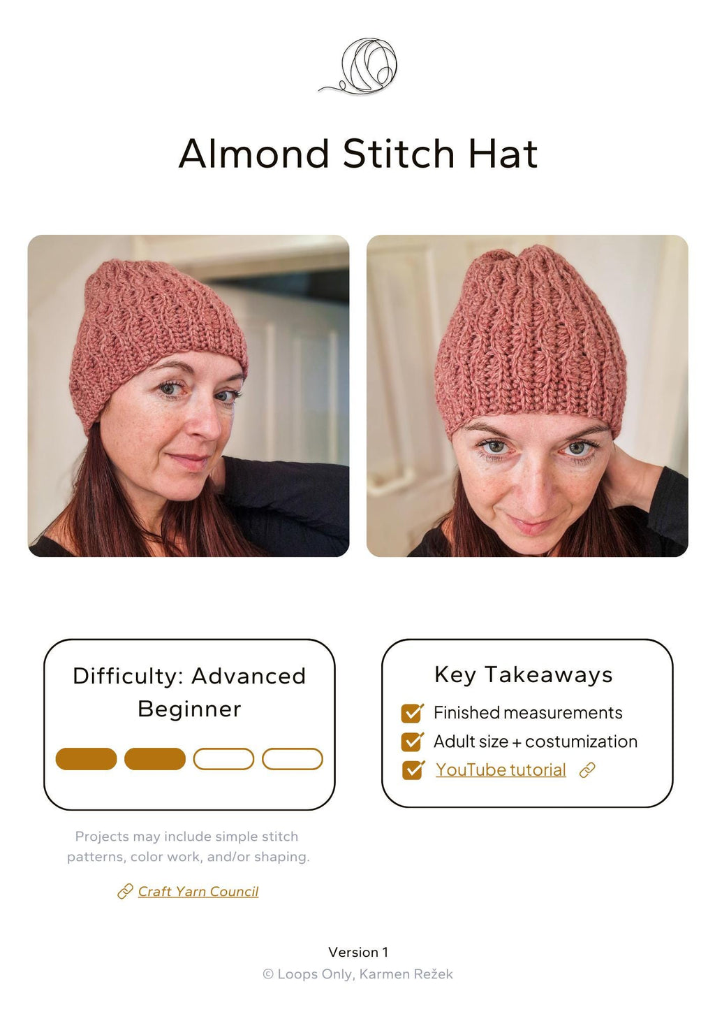 Almond Stitch Hat - Loops Only