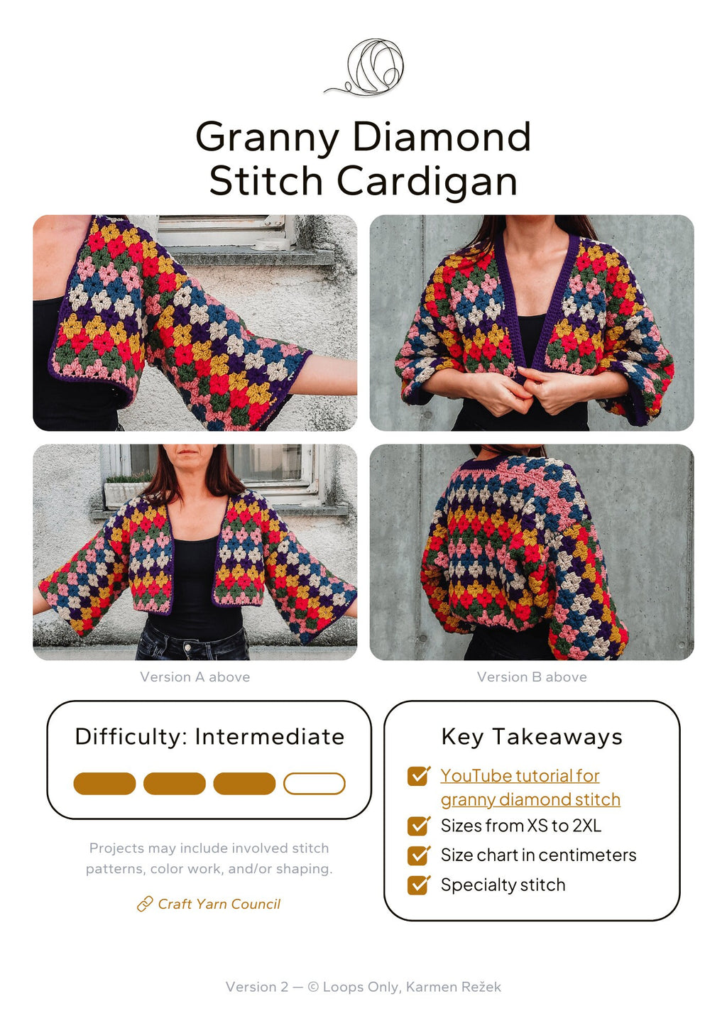 Granny Diamond Stitch Cardigan - Loops Only
