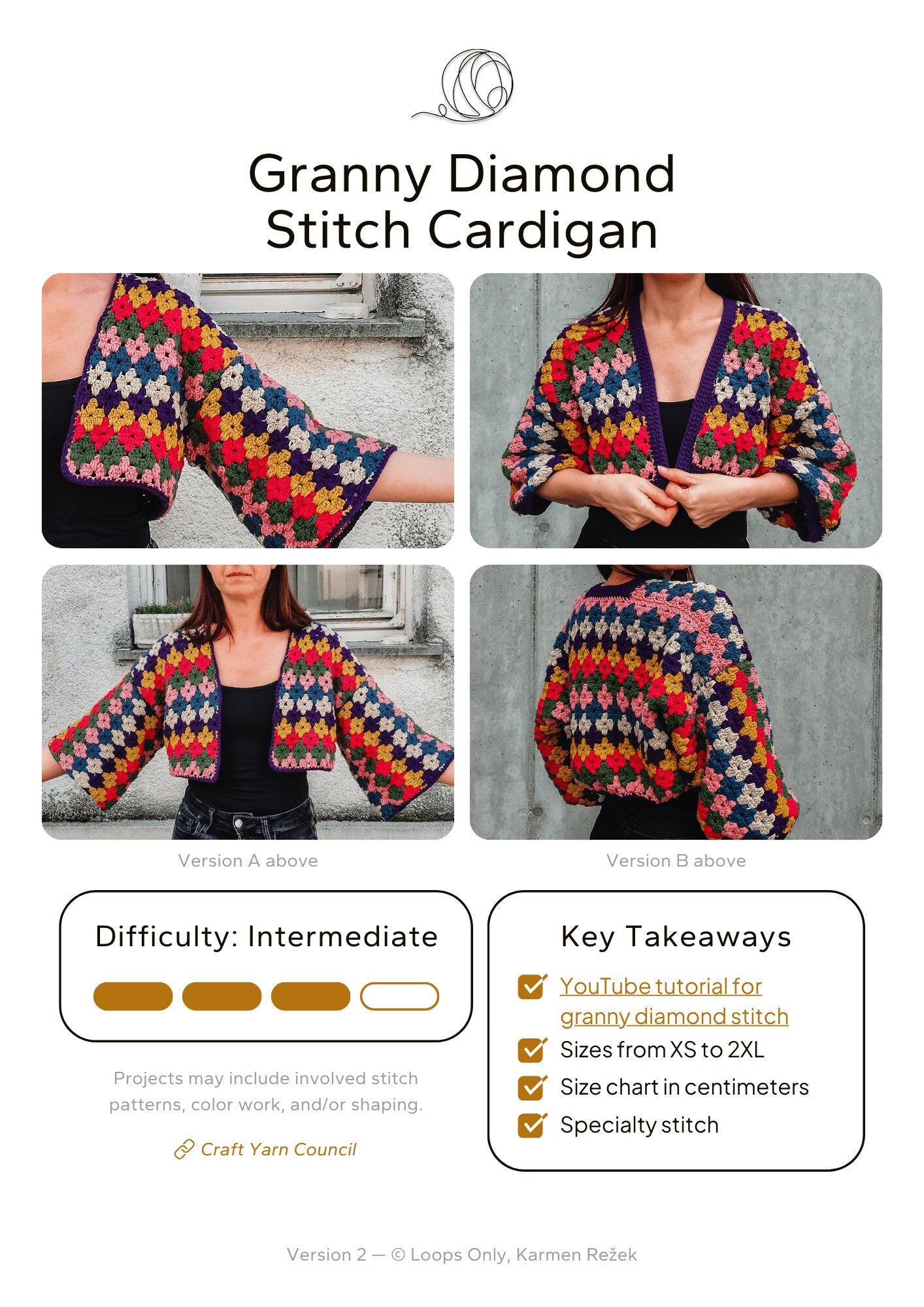 Granny Diamond Stitch Cardigan - Loops Only