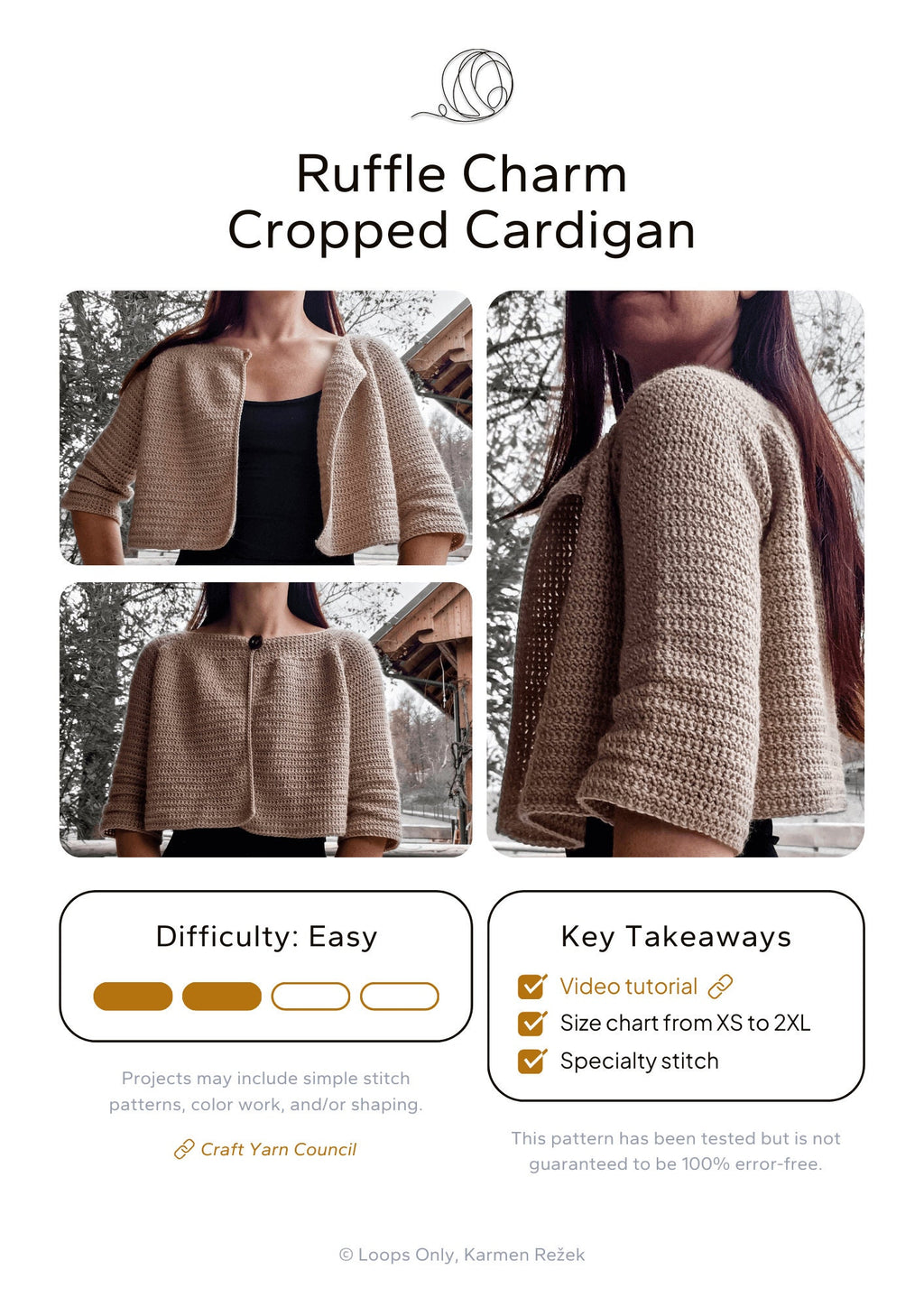 Ruffle Charm Cropped Cardigan - Loops Only