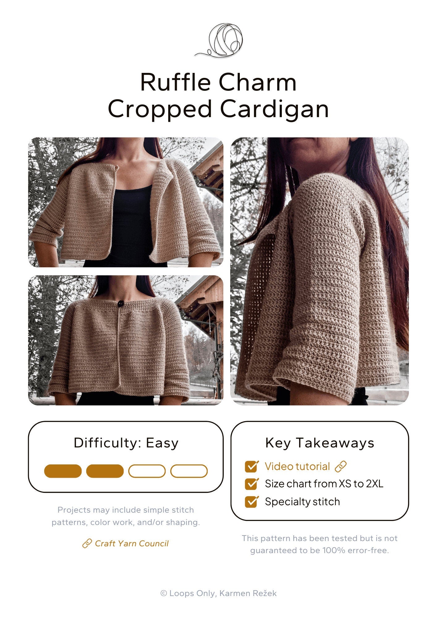 Ruffle Charm Cropped Cardigan - Loops Only