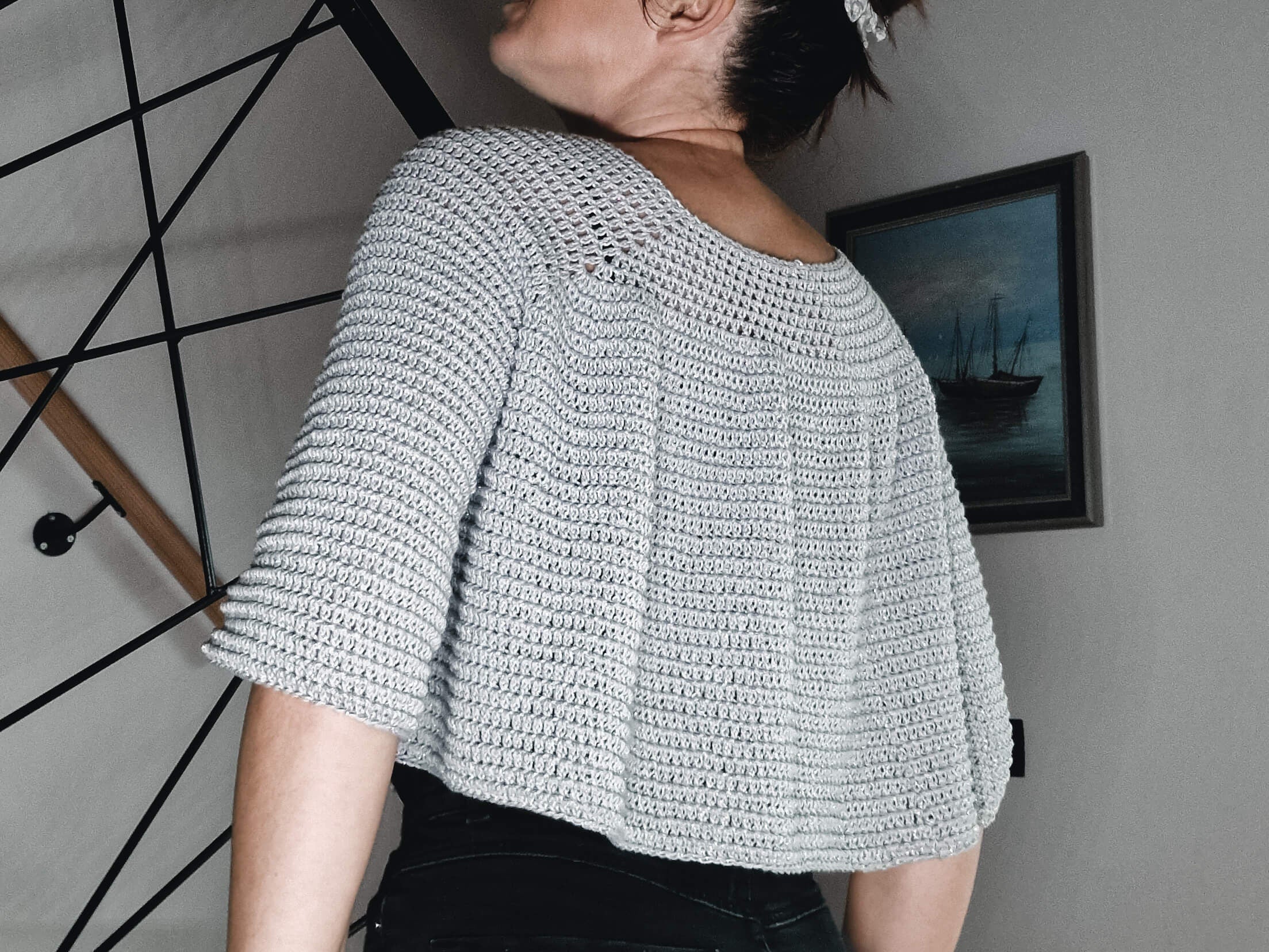 Cropped Ruffle Raglan Sweater - Loops Only
