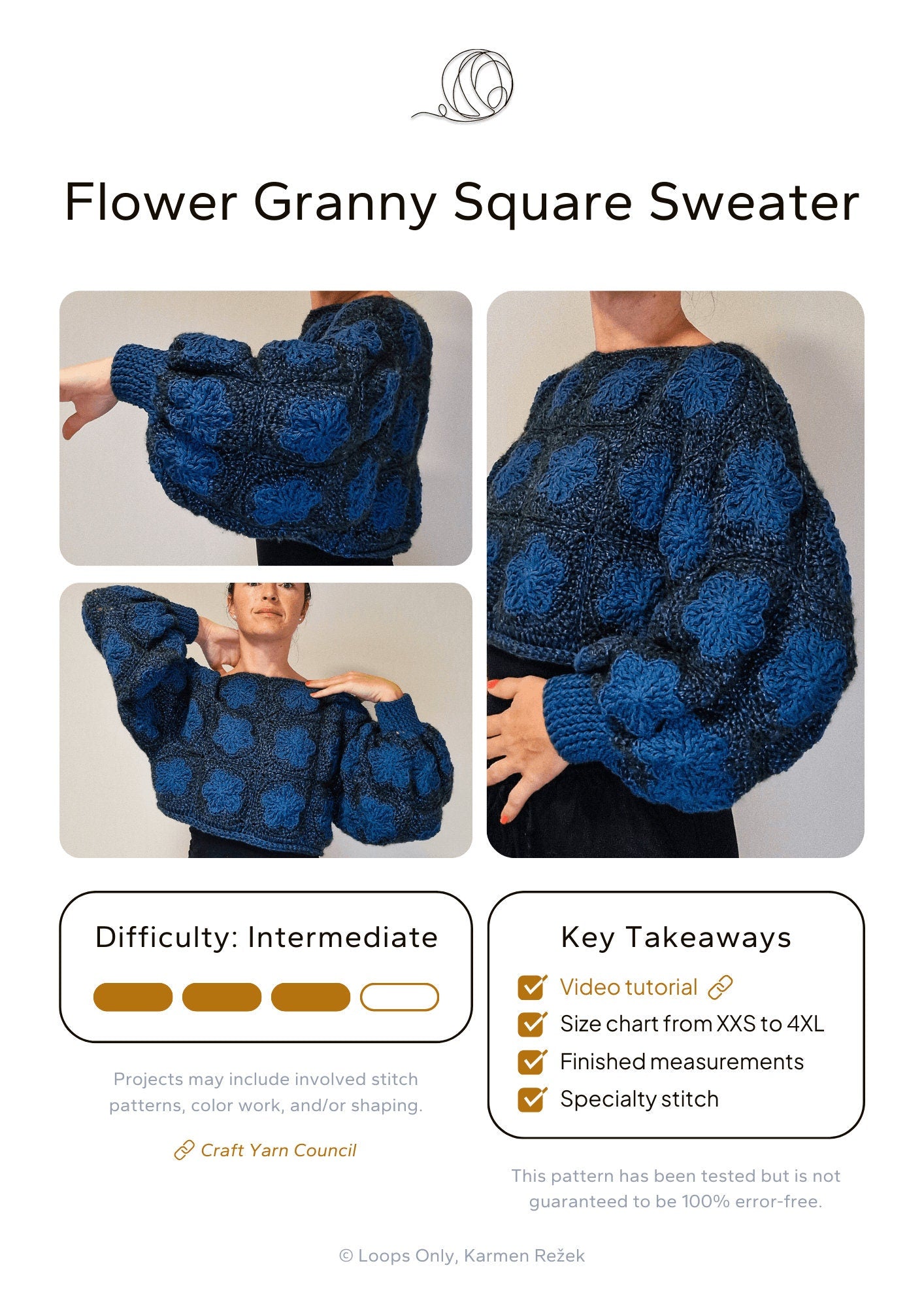 Flower Granny Square Sweater - Loops Only