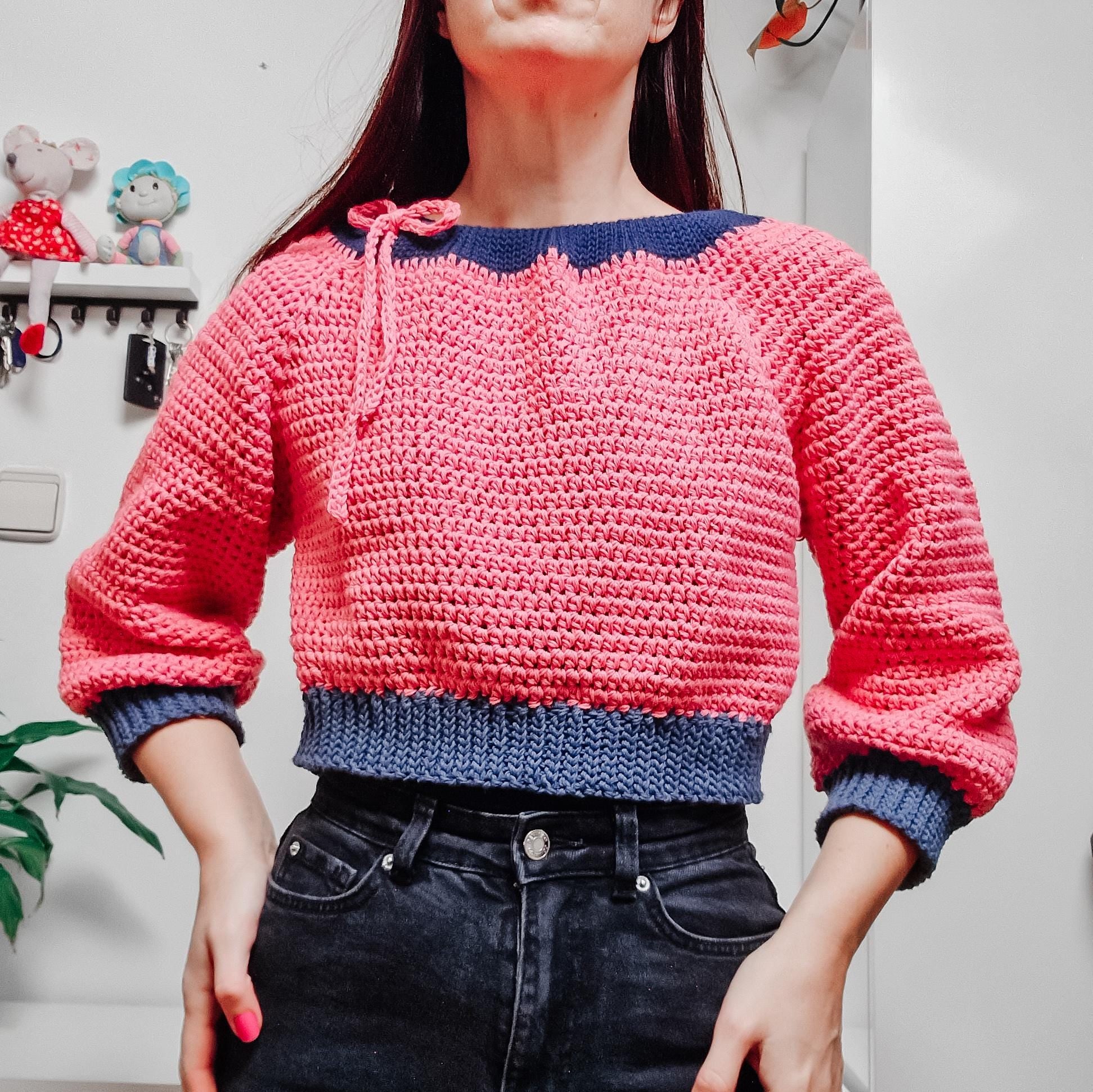 Ribbon Raglan Sweater | Crochet Pattern by Loops Only