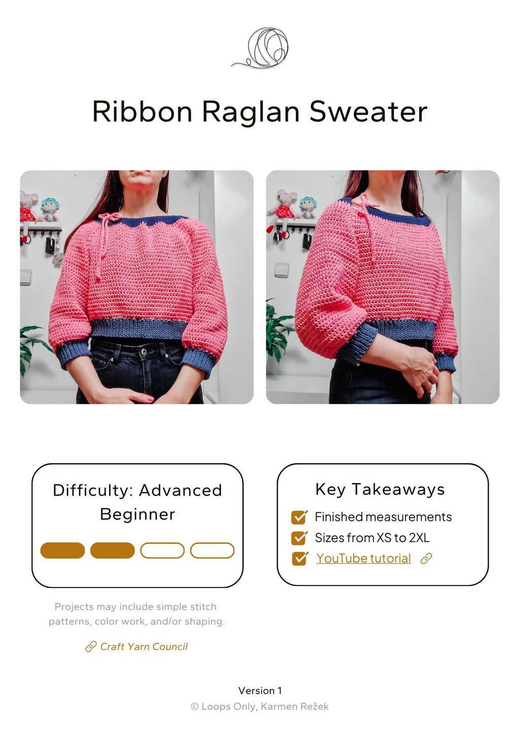 Ribbon Raglan Sweater - Loops Only