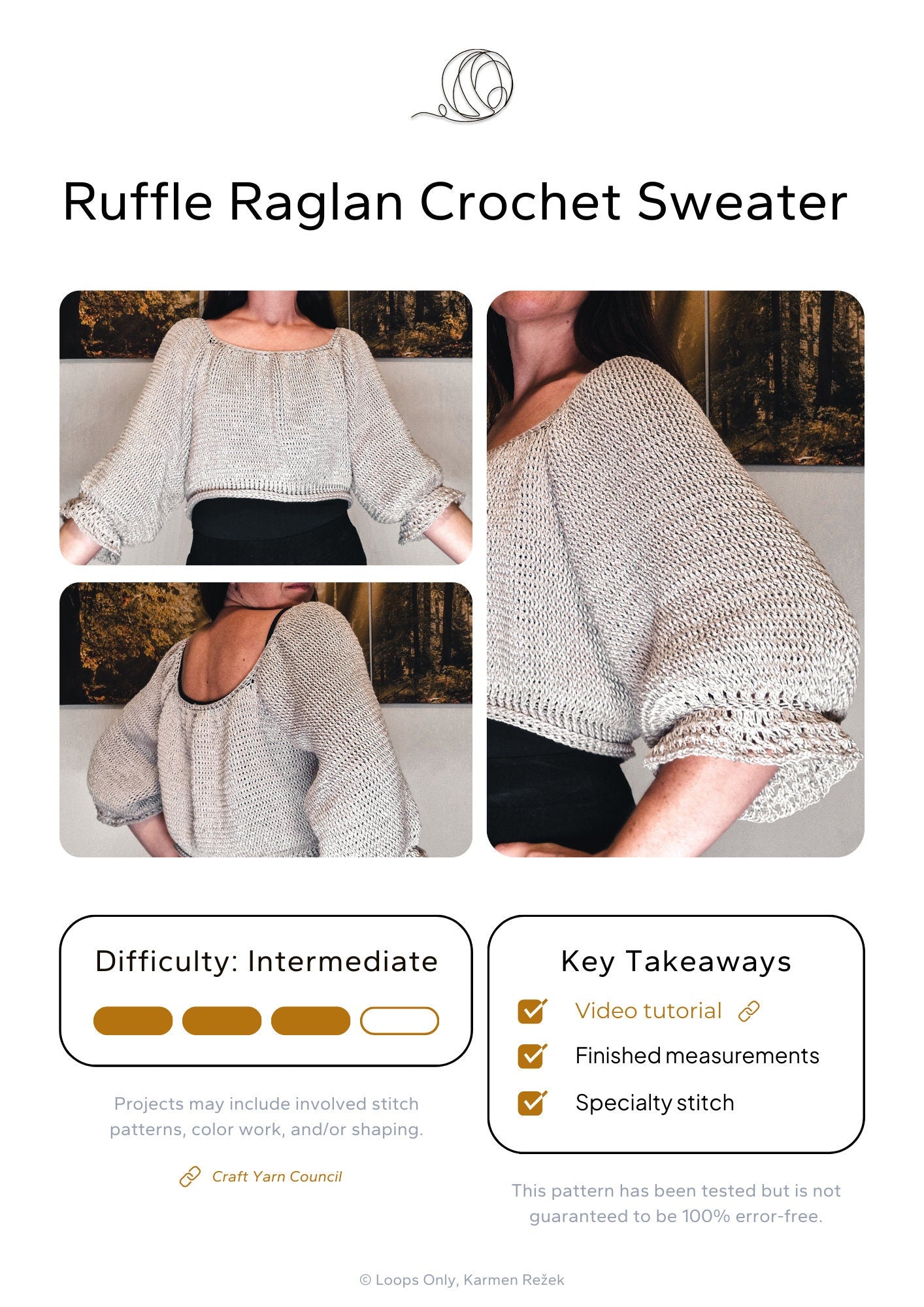 Ruffle Raglan Sweater - Loops Only