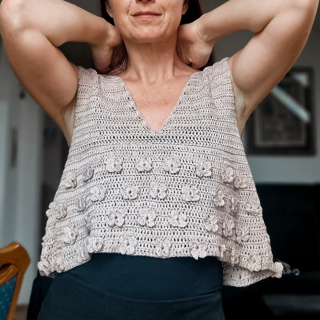 Crochet Loop Top Floral Crop Top | Crochet Pattern by Loops Only