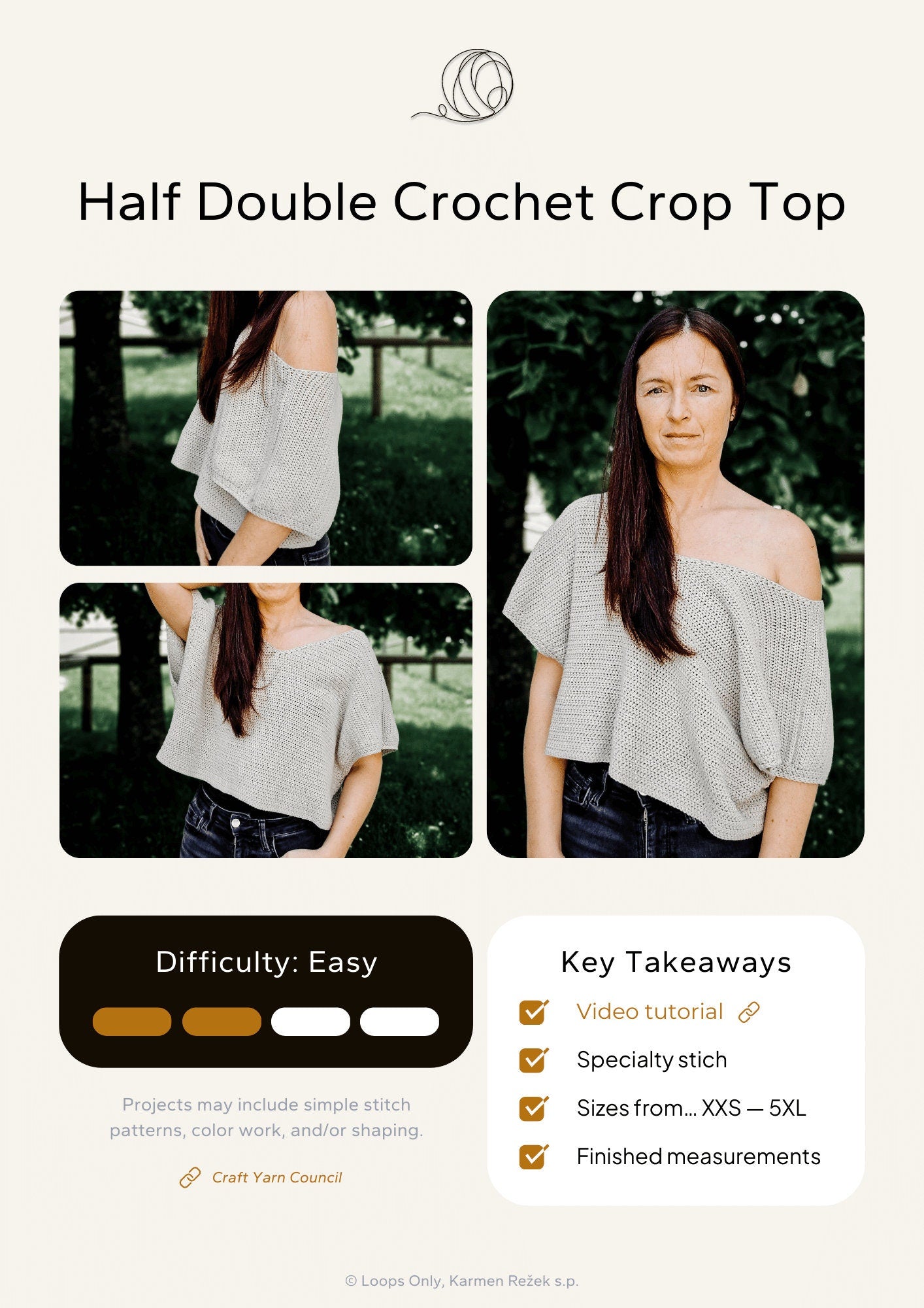 Half Double Crochet Crop Oversized Top - Loops Only