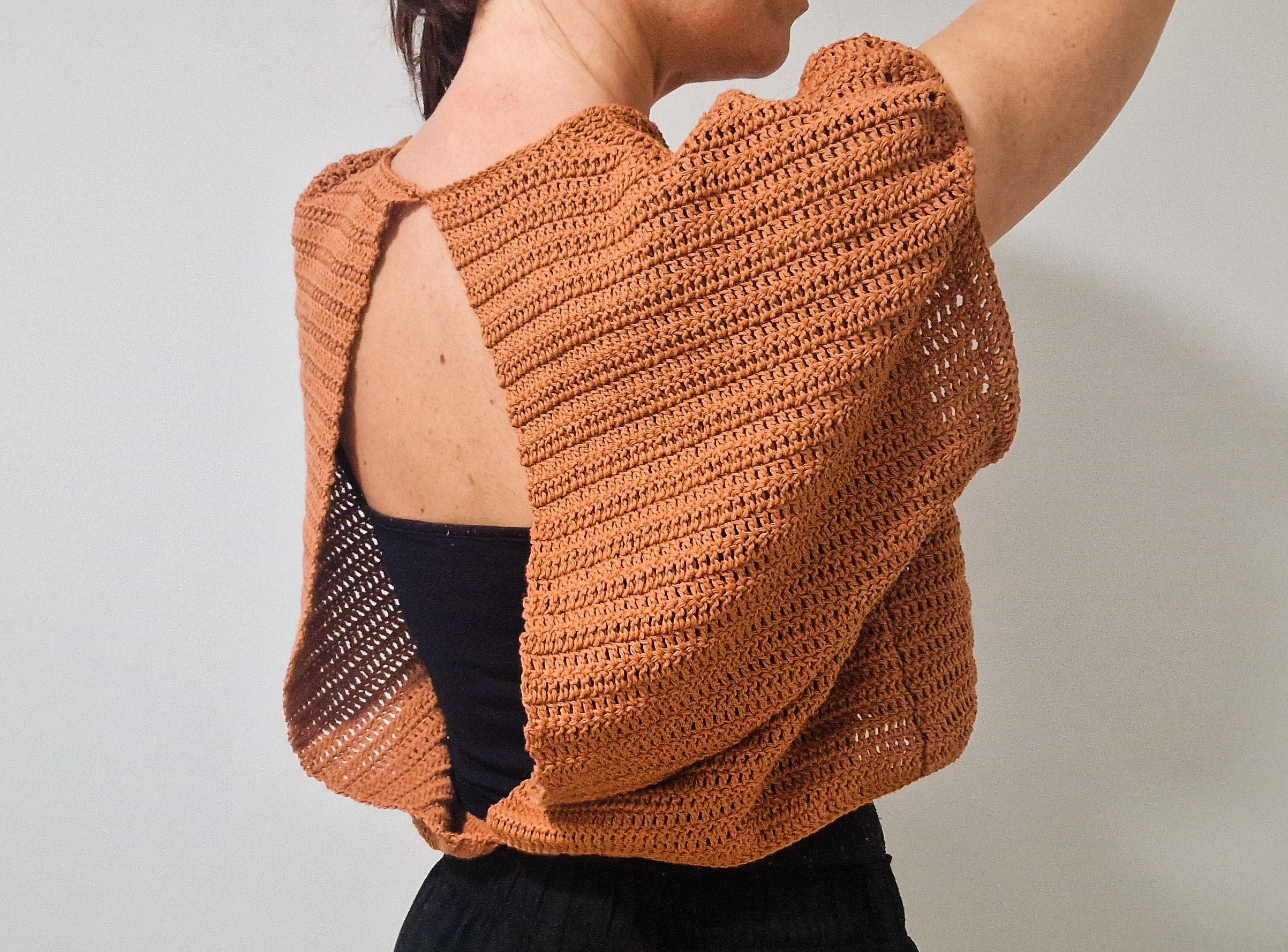 Open Back Oversized Double Crochet Top - Loops Only