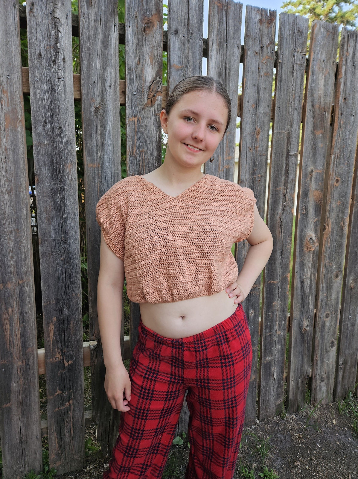 Open Back Oversized Double Crochet Top - Loops Only