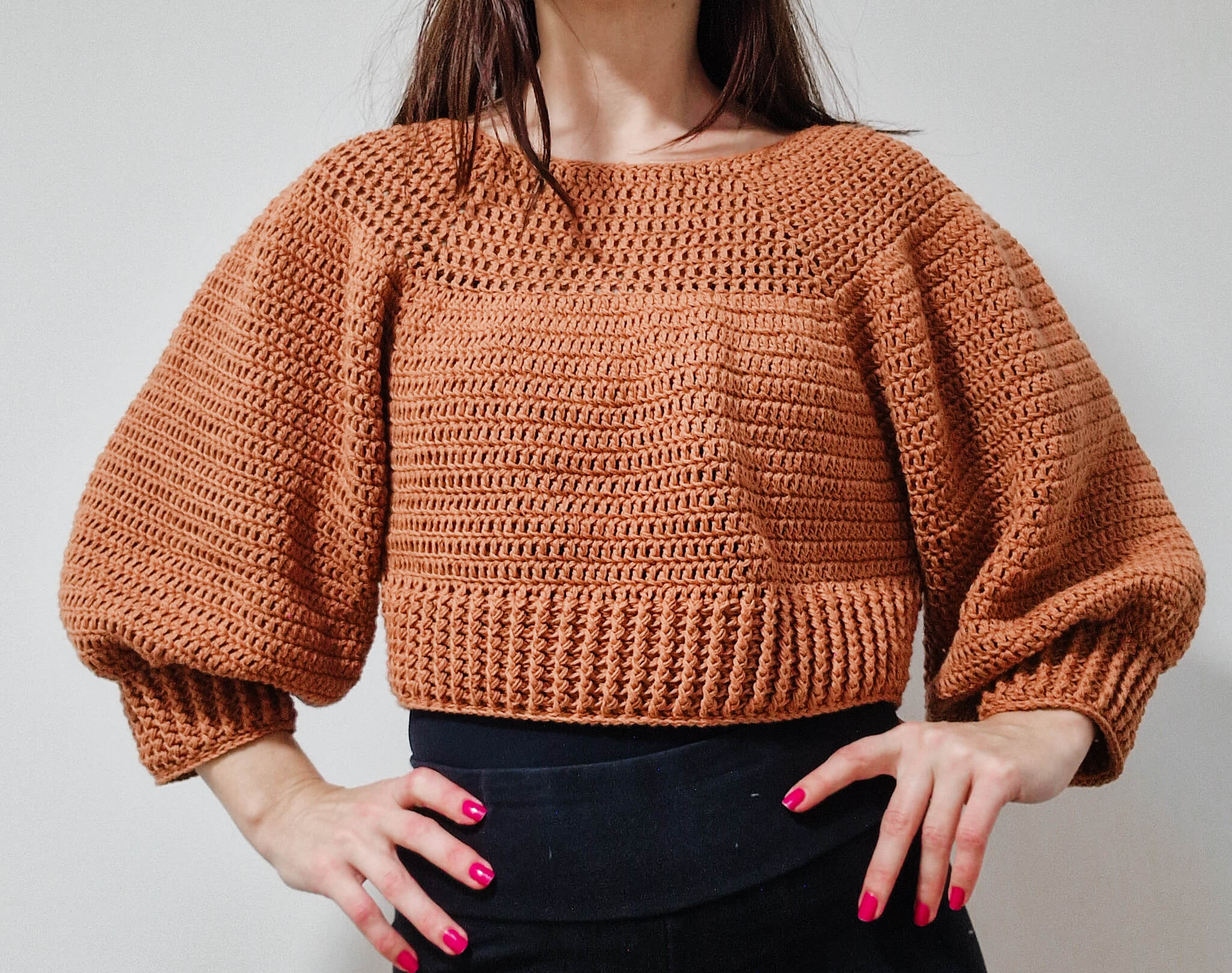 How to Crochet a Double Crochet Crop Raglan Sweater